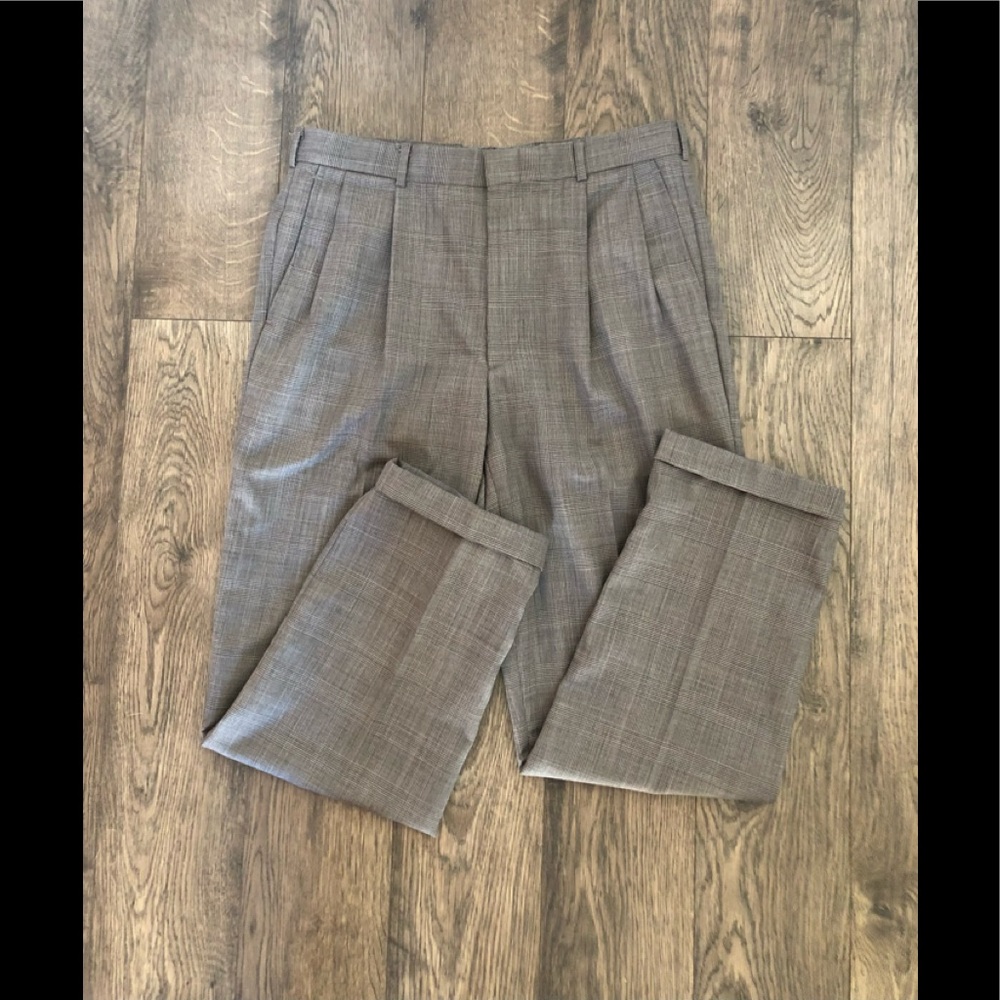 Lands' End Men's Gray Plaid Dress Pants